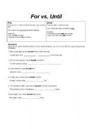 English worksheet: For vs. Until