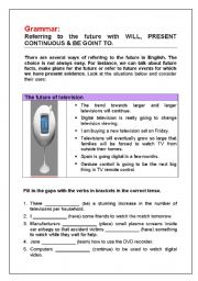 English Worksheet: Referring to the future: Will, Present Continuous & Be Going To