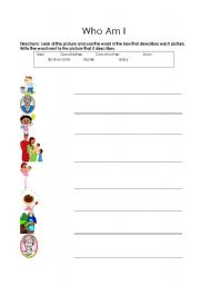 English Worksheet: Who Am I