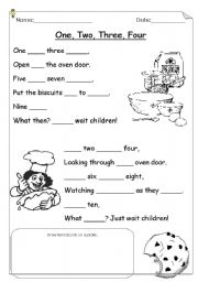 English Worksheet: Cloze activity: 1, 2, 3, 4