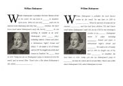 English Worksheet: William Shakespeare - reading and gap-filling activity