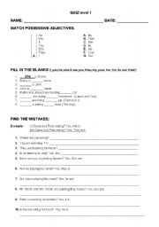 English worksheet: Quiz level 1