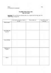 English worksheet: FDR New Deal Chart