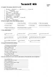 English worksheet: test your students with the verb to be