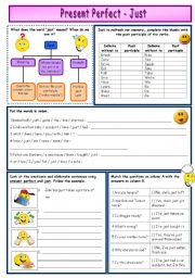 English Worksheet: Present perfect using just