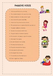 English Worksheet: PASSIVE VOICE 2 PAGES
