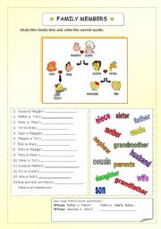 English Worksheet: Family members