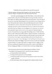 English Worksheet: Worksheet on the past perfect and the past perfect progressive