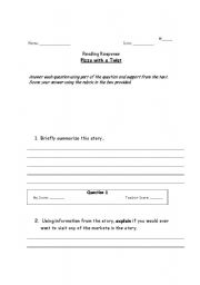 English Worksheet: reading questionare