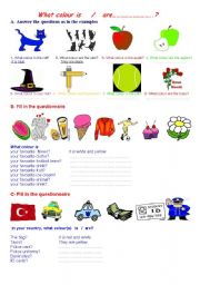 English Worksheet: what colour is  /  are?