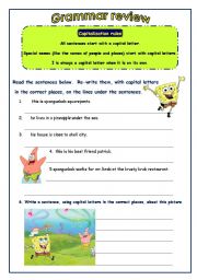 English Worksheet: Capitalization with SpongueBob