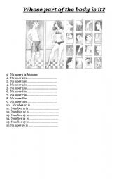 English worksheet: parts of the body