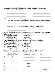 English worksheet: Action Verb worksheet practice