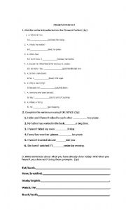 English Worksheet: Present Perfect