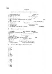 English Worksheet: verb tenses test