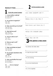 English Worksheet: simple present homework