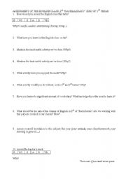 English Worksheet: Assessment Sheet 2nd Bachillerato. Mid-year