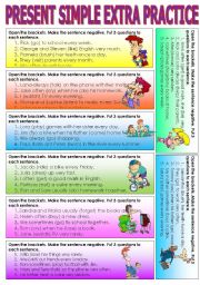 English Worksheet: 8x5 SENTENCES TO PRACTICE PRESENT SIMPLE. 