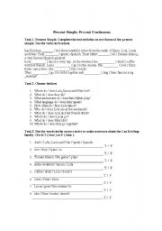 English worksheet: present simple and present continuous