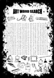 English Worksheet: ART ATTACK WORDSEARCH 