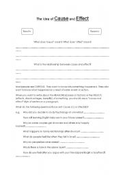 English Worksheet: Cause and effect sentences and paragraphs