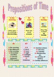 English Worksheet: PREPOSITIONS OS TIME (IN, ON, AT)