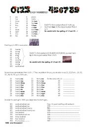 English Worksheet: EASY NUMBERS