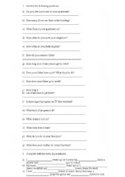 English Worksheet: questions