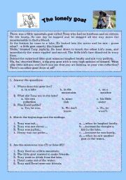 English Worksheet: The lonely goat