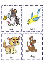 English Worksheet: Alphabet  flash-cards with Animals part 1 Aa-Tt