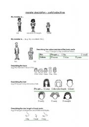 English worksheet: body  description draw your monster