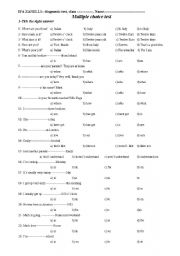 English Worksheet: Diagnostic test for false beginners