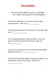 English Worksheet: THE PLANETS