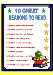 English Worksheet: Ten great reasons to read.