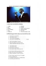 English worksheet: What a Wonderful World by Michael Bolton