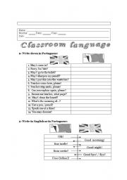 English Worksheet: Classroom language