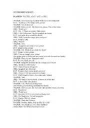 English Worksheet: at the restaurant