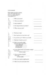 English Worksheet: verbal assessment
