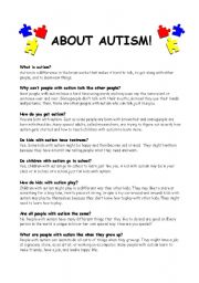 English Worksheet: Handout for kids (and adults) about Autism