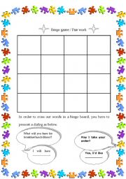 English Worksheet: Food bingo