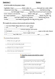 English Worksheet: present simple homework