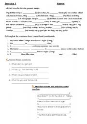 English worksheet: present simple homework