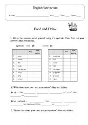 English Worksheet: Food & drink