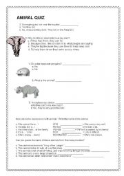 English worksheet: Animal Quiz