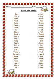 English Worksheet: Irregular Verbs - Match the Verbs