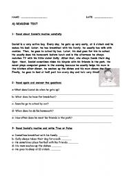 English Worksheet: READING-present simple-routine