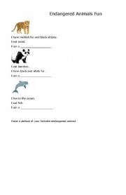 English Worksheet: Endangered animals fun