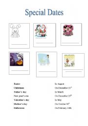English Worksheet: special  Dates