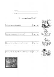 English Worksheet: Respect survey