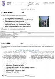English Worksheet: TEST HORROR STORIES PAST CONTINUOUS